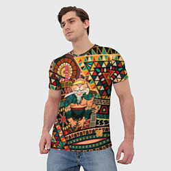 Футболка мужская Кот самурай - Айко, цвет: 3D-принт — фото 2