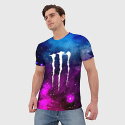 Футболка мужская Monster energy neon space, цвет: 3D-принт — фото 2