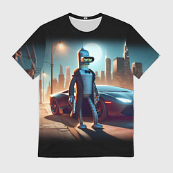 Футболка мужская Бендер с пистолетом - Нью-Йоркская мафия, цвет: 3D-принт