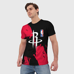 Футболка мужская Хьюстон Рокетс - брызги краски, цвет: 3D-принт — фото 2