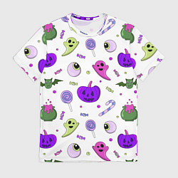 Мужская футболка Halloween purple pumpkin pattern