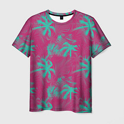 Футболка мужская Palm pink light blue, цвет: 3D-принт
