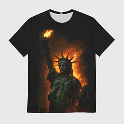 Футболка мужская Статуя свободы в огне, цвет: 3D-принт
