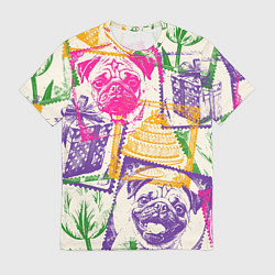 Футболка мужская Мопс и праздник, цвет: 3D-принт