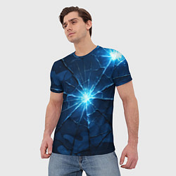 Футболка мужская Синий камуфляж со вспышками, цвет: 3D-принт — фото 2