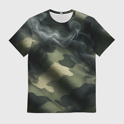 Футболка мужская Камуфляжная ткань с дымом, цвет: 3D-принт