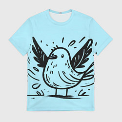 Футболка мужская Чайка в стиле скетча, цвет: 3D-принт