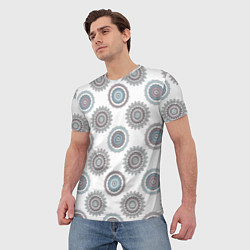 Футболка мужская Круглый разноцветный узор мандала, цвет: 3D-принт — фото 2