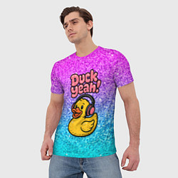 Футболка мужская Duck yeah - утка в наушниках, цвет: 3D-принт — фото 2
