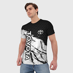 Футболка мужская Toyota - черный и белый, цвет: 3D-принт — фото 2