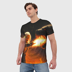 Футболка мужская Цири сражается с монстром медведем, цвет: 3D-принт — фото 2