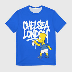 Футболка мужская Граффити Челси и Барт Симпсон, цвет: 3D-принт
