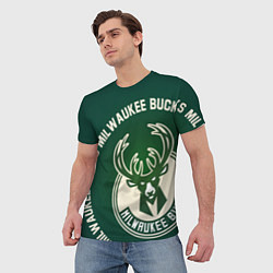 Футболка мужская Milwaukee Bucks надпись, цвет: 3D-принт — фото 2