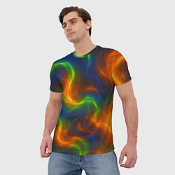 Футболка мужская Разноцветное пламя и дым, цвет: 3D-принт — фото 2