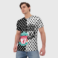 Футболка мужская Liverpool черно белые точки, цвет: 3D-принт — фото 2