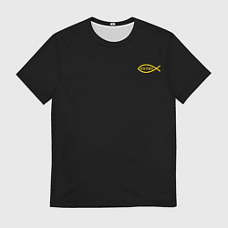 Футболка мужская Симъ победиши черно-оранжевый арт, цвет: 3D-принт