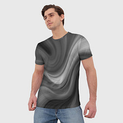 Футболка мужская Серые волны абстракция однотонная, цвет: 3D-принт — фото 2