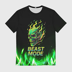 Футболка мужская Режим зверя огненный череп, цвет: 3D-принт