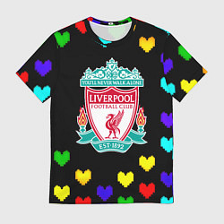 Футболка мужская Ливерпуль пиксельные сердца, цвет: 3D-принт