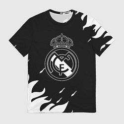 Футболка мужская Реал Мадрид белый огонь, цвет: 3D-принт