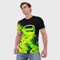 Футболка мужская Арсенал кислотные краски, цвет: 3D-принт — фото 2