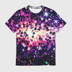 Футболка мужская Абстракция фиолетовые пайетки имитация, цвет: 3D-принт