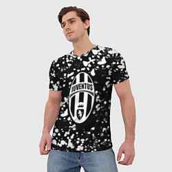 Футболка мужская Ювентус белые краски текстура, цвет: 3D-принт — фото 2