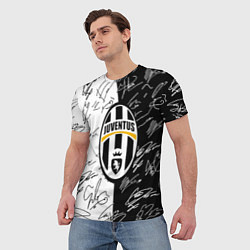 Футболка мужская Ювентус автографы полосы, цвет: 3D-принт — фото 2