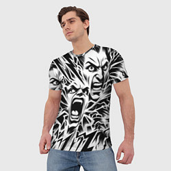 Футболка мужская Свирепые лица и молнии - нейроарт, цвет: 3D-принт — фото 2