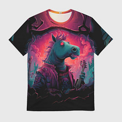 Футболка мужская Лошадь рок стиль, цвет: 3D-принт