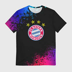 Футболка мужская Бавария Мюнхен краски неон градиент, цвет: 3D-принт