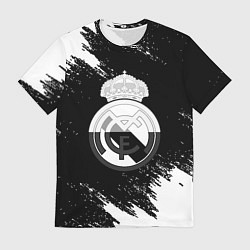 Футболка мужская Реал Мадрид черно белые краски, цвет: 3D-принт