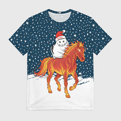 Футболка мужская Кот Бендер и огненный конь - 2026, цвет: 3D-принт