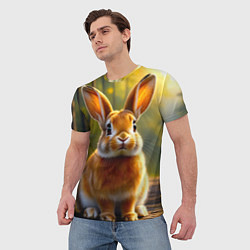 Футболка мужская Зайчик в лесу, цвет: 3D-принт — фото 2