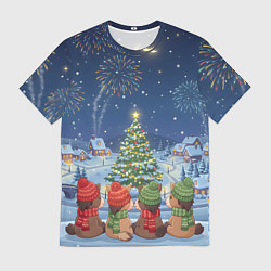 Футболка мужская Лошадки в новогоднюю ночь, цвет: 3D-принт