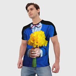 Футболка мужская Цветы в руках, цвет: 3D-принт — фото 2
