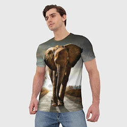 Футболка мужская Дикий слон, цвет: 3D-принт — фото 2