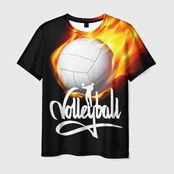 Футболка мужская Волейбольный мяч летит в огне, цвет: 3D-принт
