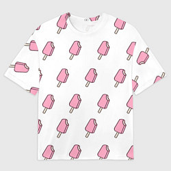 Мужская футболка оверсайз Мороженое розовое