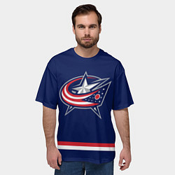 Футболка оверсайз мужская Columbus Blue Jackets, цвет: 3D-принт — фото 2