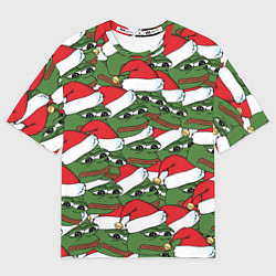 Футболка оверсайз мужская Sad frog new year, цвет: 3D-принт