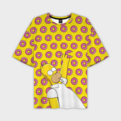 Футболка оверсайз мужская Пончики Гомера Симпсона, цвет: 3D-принт
