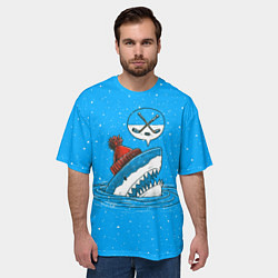 Футболка оверсайз мужская Акула хоккейный фанат, цвет: 3D-принт — фото 2