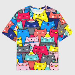 Футболка оверсайз мужская Отряд котиков, цвет: 3D-принт