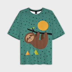 Мужская футболка оверсайз Довольный ленивец