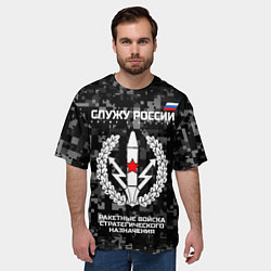 Футболка оверсайз мужская Служу России: РВСН, цвет: 3D-принт — фото 2