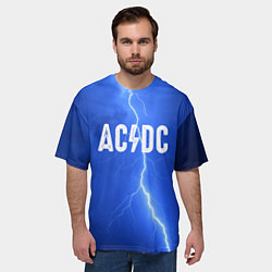 Футболка оверсайз мужская AC/DC: Lightning, цвет: 3D-принт — фото 2