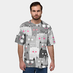 Футболка оверсайз мужская Котейки 2, цвет: 3D-принт — фото 2