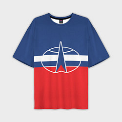 Мужская футболка оверсайз Флаг космический войск РФ
