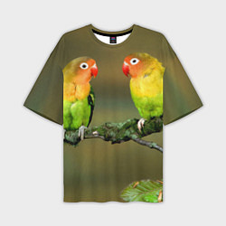 Мужская футболка оверсайз Два попугая
